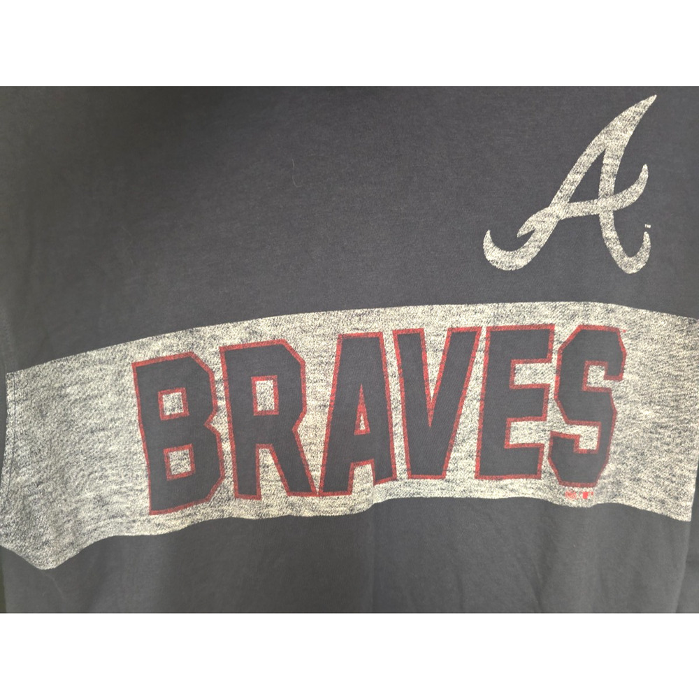 Atlanta Braves Hoodie Mens Large Navy Blue 47 Brand MLB Long Sleeve Shirt Light - Picture 3 of 4